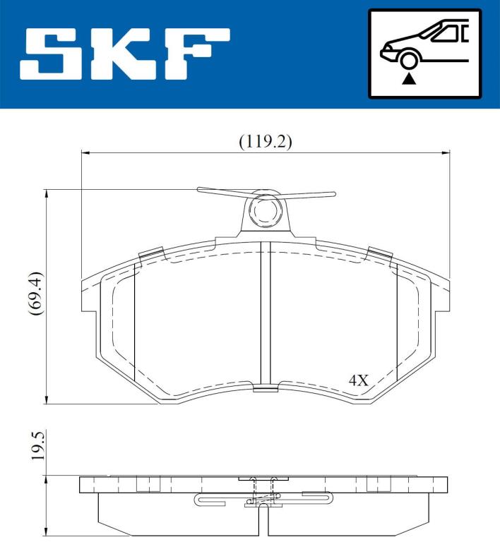 Jogo de 4 pastilhas de travão SKF ref. VKBP 80722